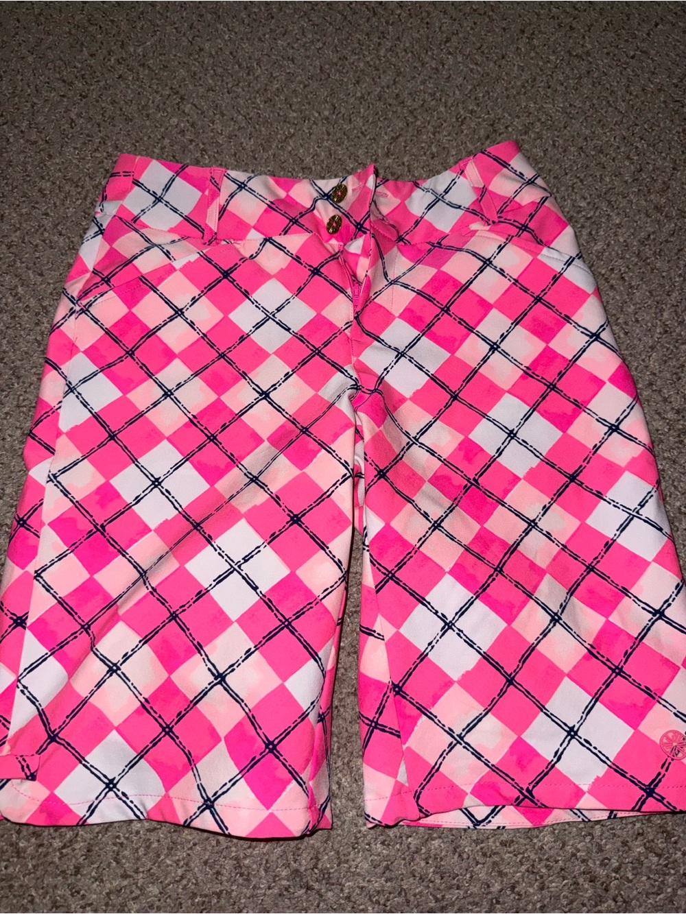 Lilly Pulitzer Neon Pink Plaid Girls Shorts